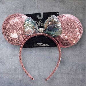 Disney Minnie Mouse Sequin Ears Headband Pink w/ Bow Aldi Exclusive